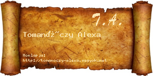 Tomanóczy Alexa névjegykártya